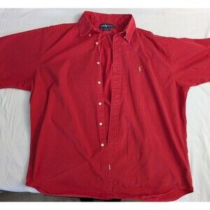 Ralph Lauren 'Blake' 100% Cotton Button-Down Shirt in Red, Size XL